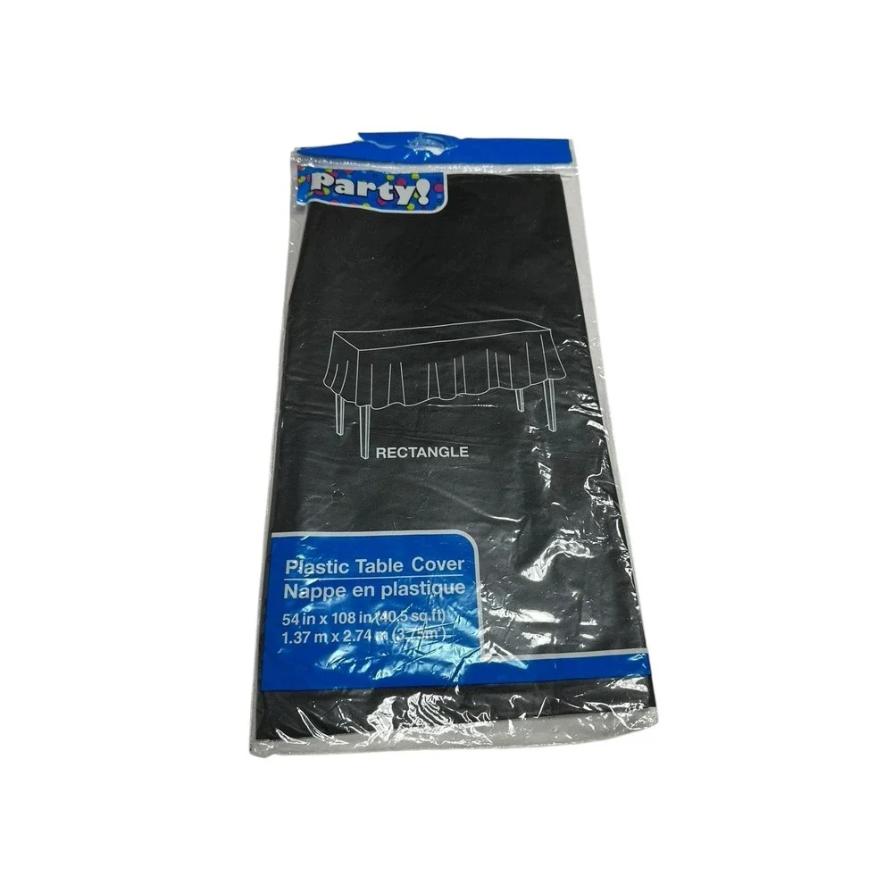 party plastic table cover rectangle 54x108 inches black